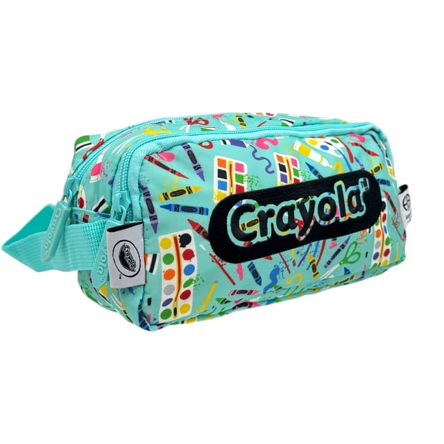 Lapicera Escolar Juvenil Doble Compartimiento Diseño Crayola color Aqua