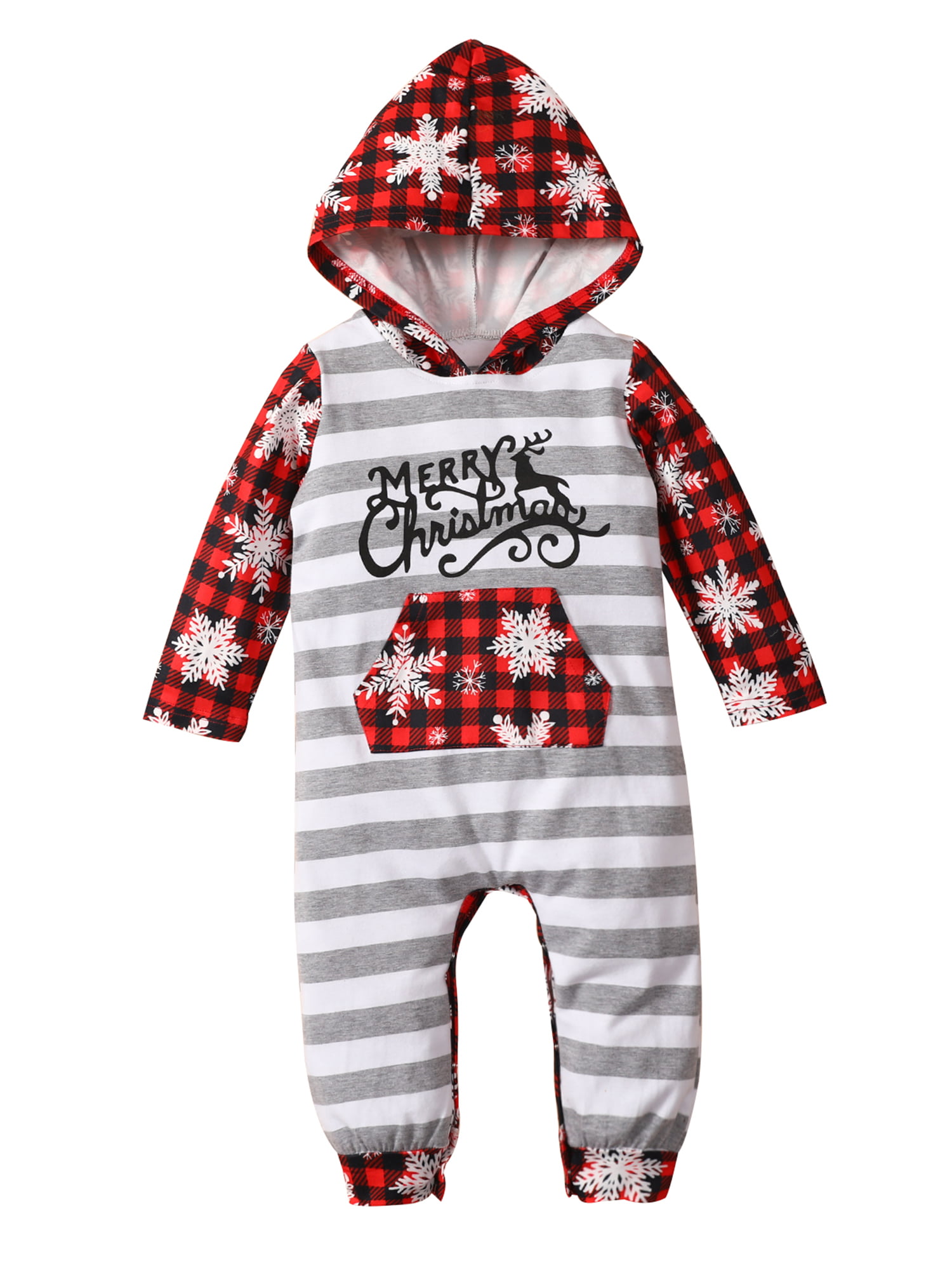 Christmas Outfit Newborn Infant Baby Girl Boy Striped Romper Jumpsuit Colorful 