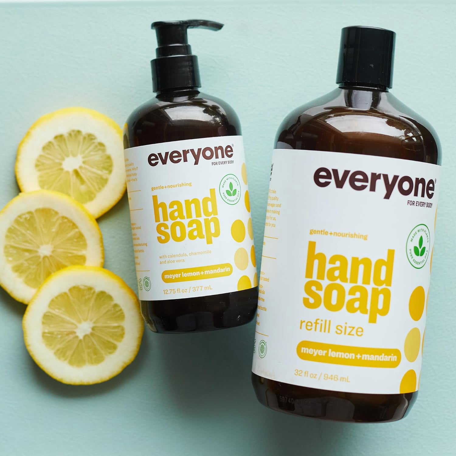 Everyone Liquid Hand Soap, 12.75 Ounce (Pack of 3), Meyer Lemon and Mandarin, Plant-Based Cleanser with Pure Essential Oils C6
