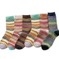thumbnail image 2 of 6 Pairs/Set Stylish Women Winter Stripes Woolen Thick Warm Middle Tube Socks, 2 of 8