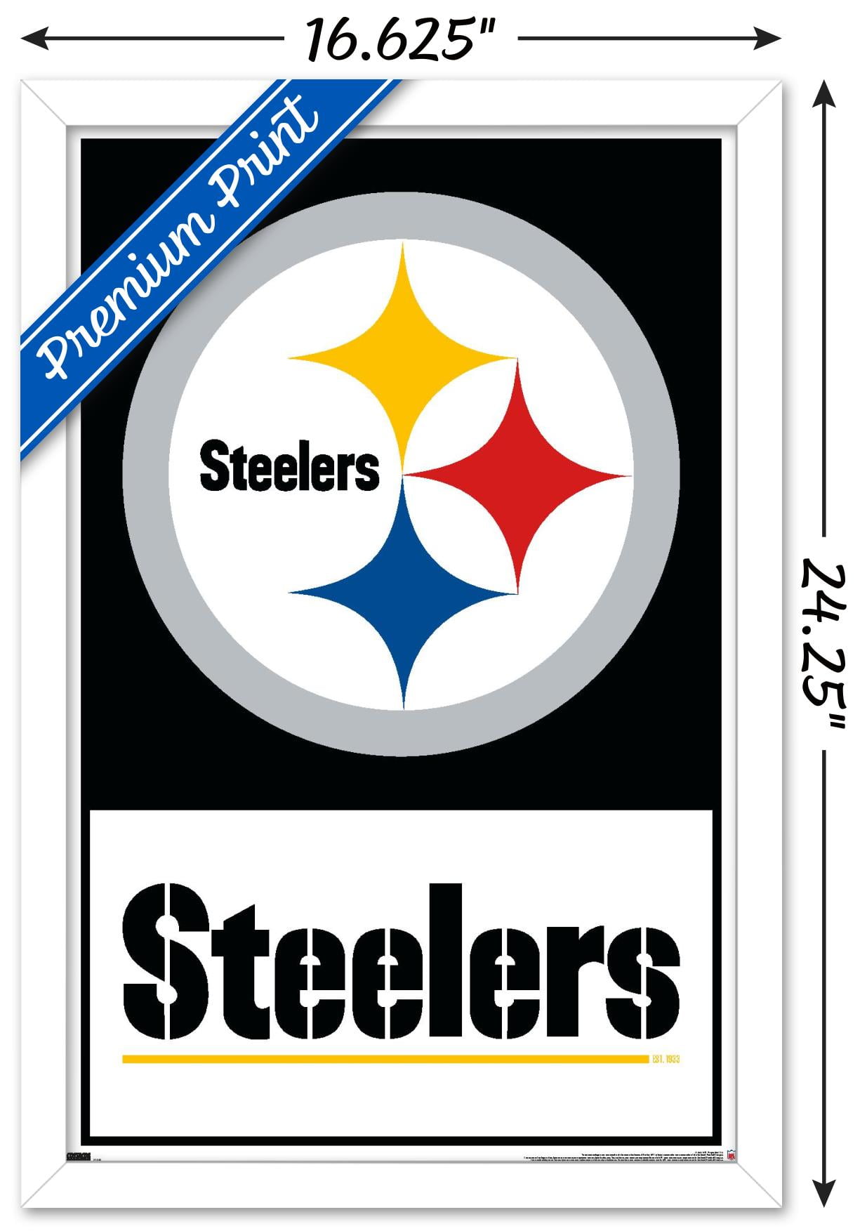 NFL Pittsburgh Steelers - Logo 21 Wall Poster, 14.725" x 22.375", Framed
