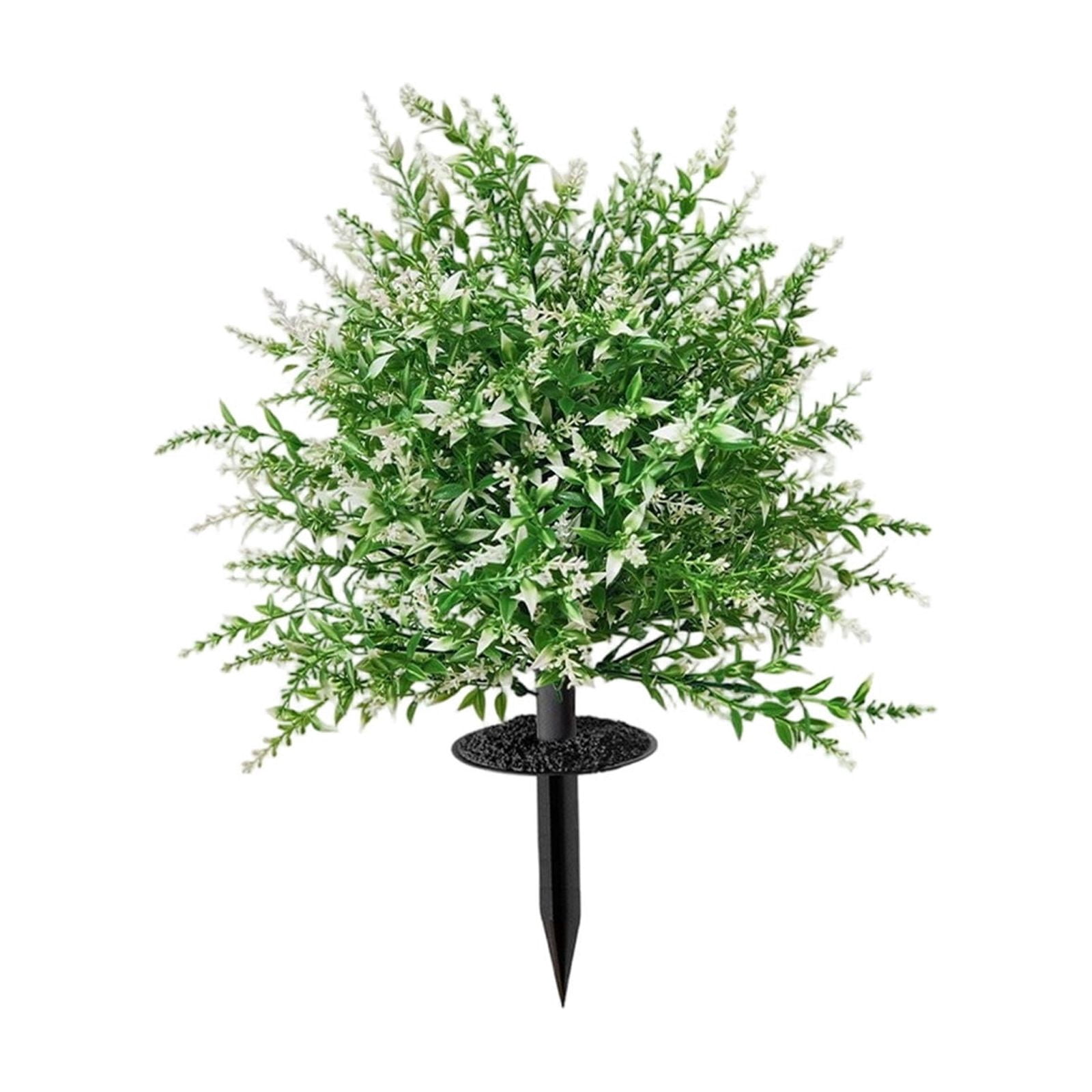 Artificial Flowers for Outdoors Artificial Purple Lavender Ground Plug for Patio and Garden, UV Resistant Outdoor Spring Summer Home Decoration, Faux Flower with Stake 20.9 Inches White
