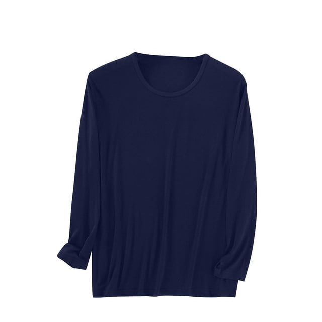 Mlkoz Pyjama pour Hommes Doux Pyjama pour Hommes Col Rond Manches Longues Haut de Nuit Léger Uni Confortable Pyjama