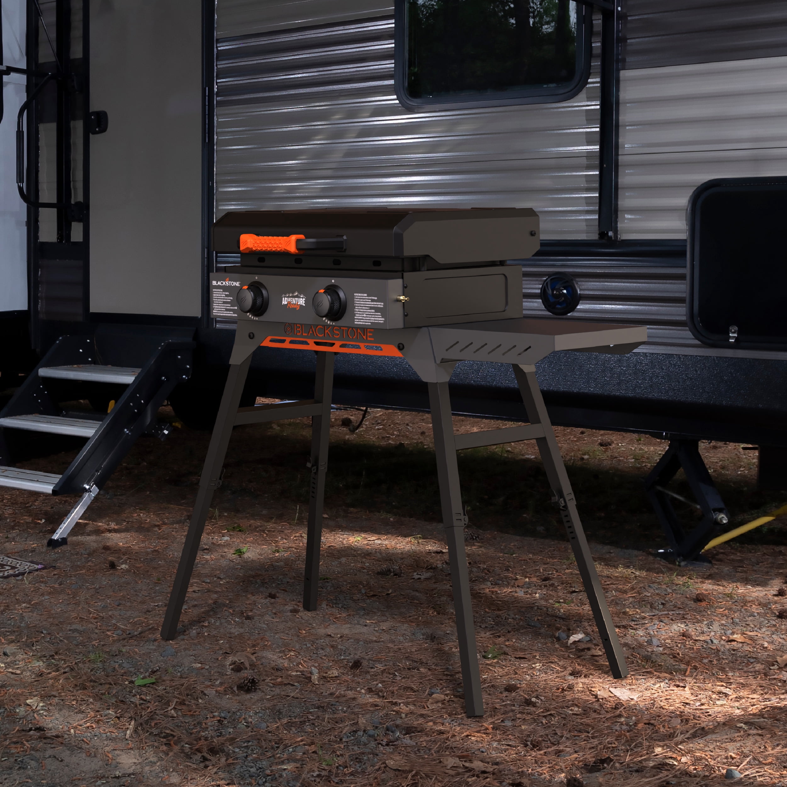 Blackstone Adventure Ready Outdoor Griddle, 2-Burner 22" Propane Flat Top Grill with Hood and Stand, Gray