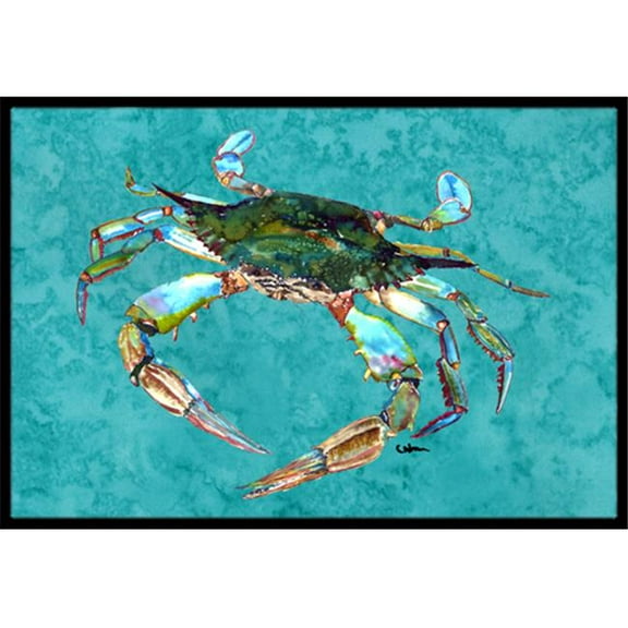 18 x 27 in. Teal With Blue Crab Indoor Or Outdoor Mat