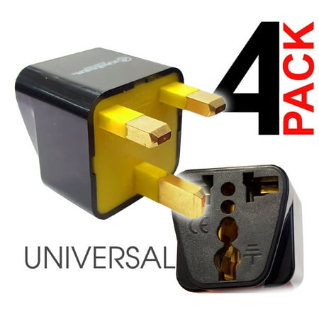 Great Britain Adapter Plug - KRIEGER® Grounded Universal UK Hong Kong (type G) British Plug Adapter - High Quality Adaptor - 4 Pack