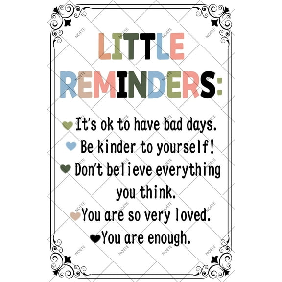 Noete Motivational Tin Sign Desk Accessories Inspirational Office Decor, 8x12 Inch Uplifting Message "You Are Enough" , Perfect for Tin Sign Lovers & Employee Appreciation Gifts