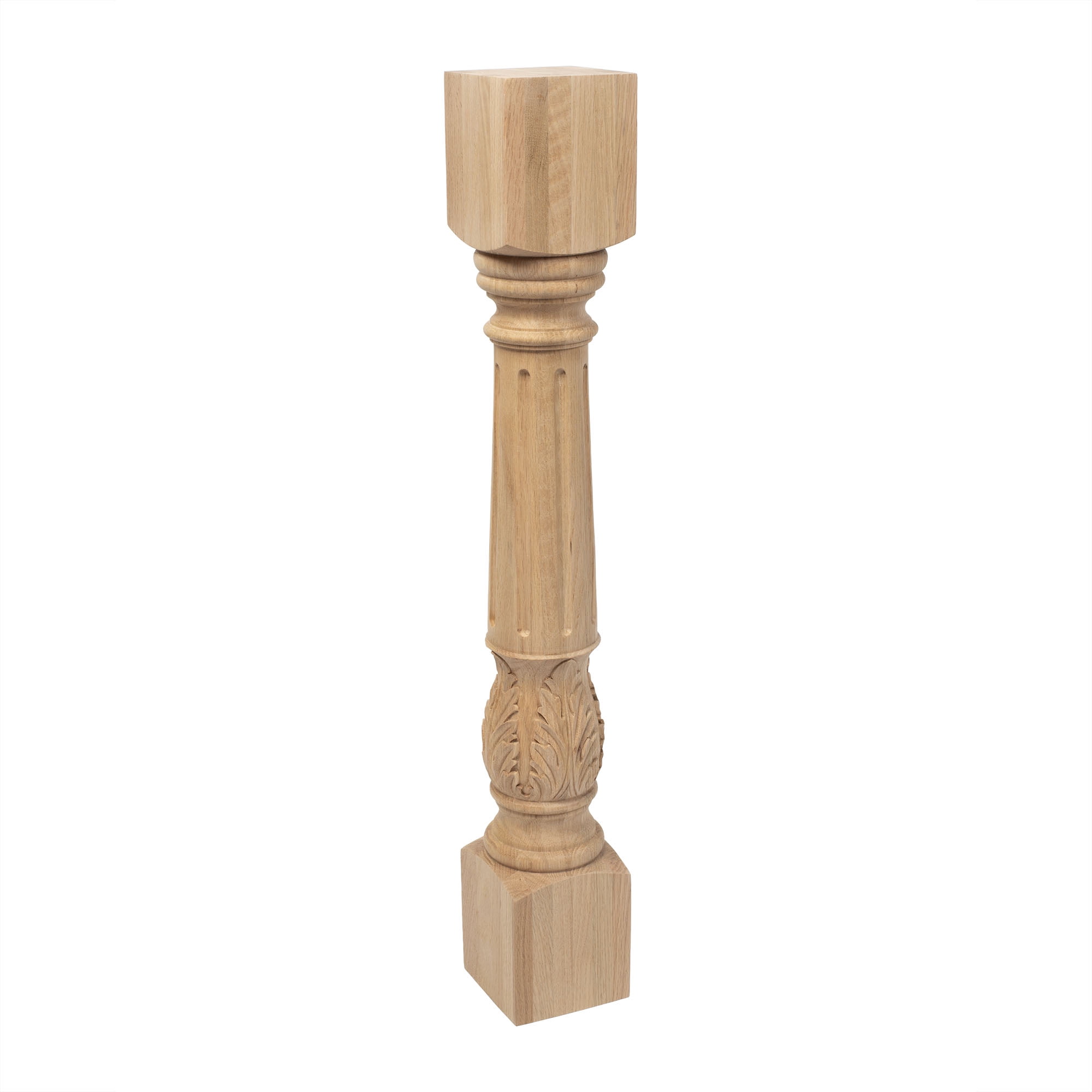 Designer's Edge Millwork 35-1/4 in. High x 5 in. Wide x 5 in. Depth Unfinished North American Solid Red Oak Acanthus Leaf Kitchen Island Leg