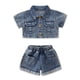 thumbnail image 1 of Odeerbi 2-12 Años Niñas Verano Conjuntos de Manga Corta Denim Camisa Denim Pantalones Cortos Conjunto de Dos Piezas Cropped Tops Cardigan, 1 of 9