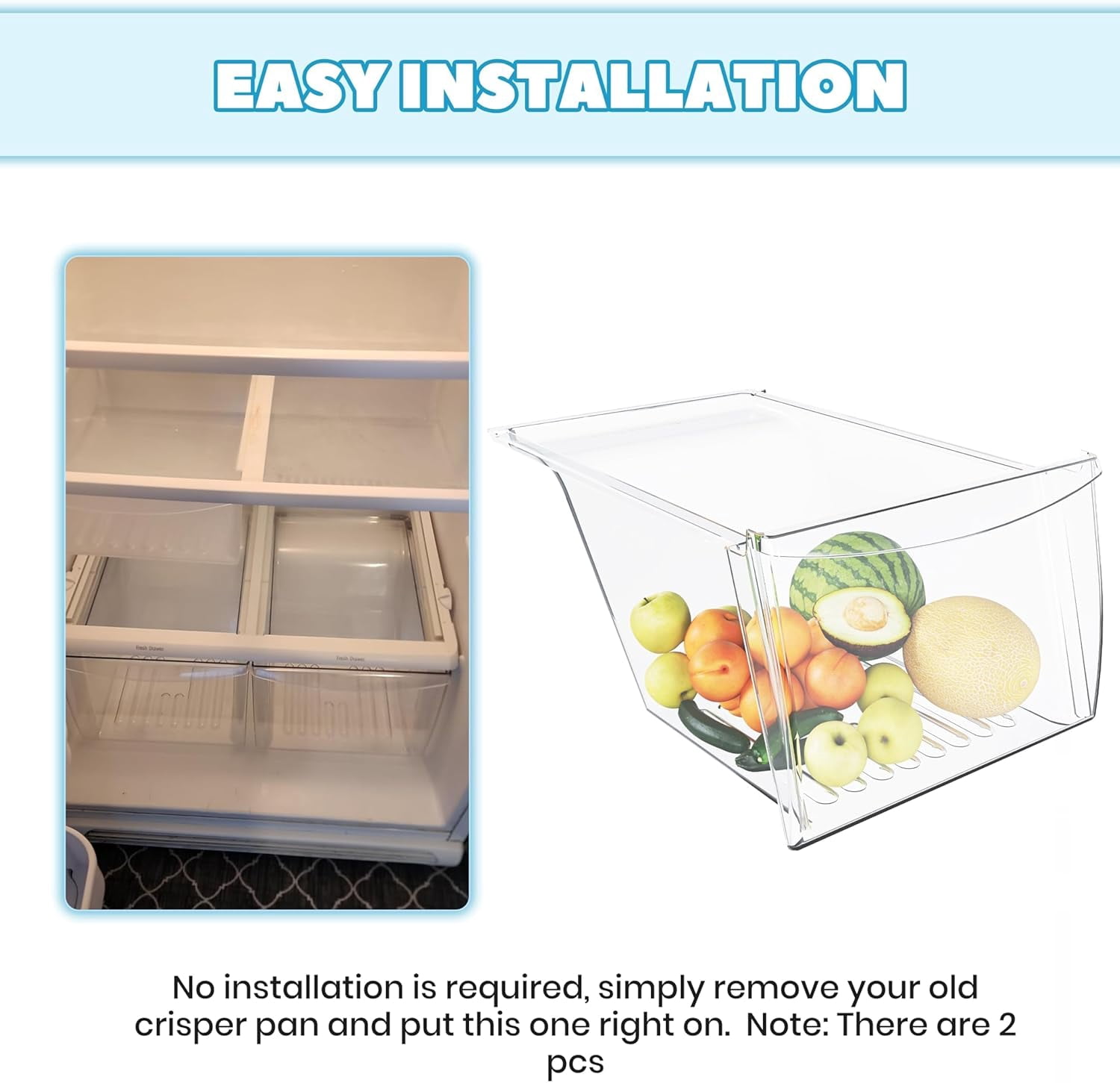 240337103 240337107 240337102 Replacement Crisper Drawer Compatible with Frigidaire Refrigerator Shelf Replacement for 891037 240337105 240337108 240323007 240337100 AP2115741