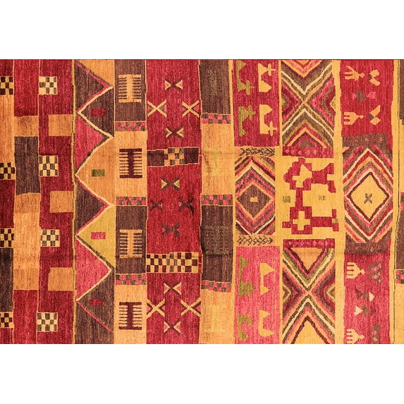 Ahgly Company Indoor Rectangle Oriental Orange Industrial Area Rugs, 3' x 5'