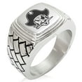 thumbnail image 1 of Stainless Steel Buccaneer Privateer Pirate Geometric Pattern Step-Down Biker Style Polished Ring, 1 of 1