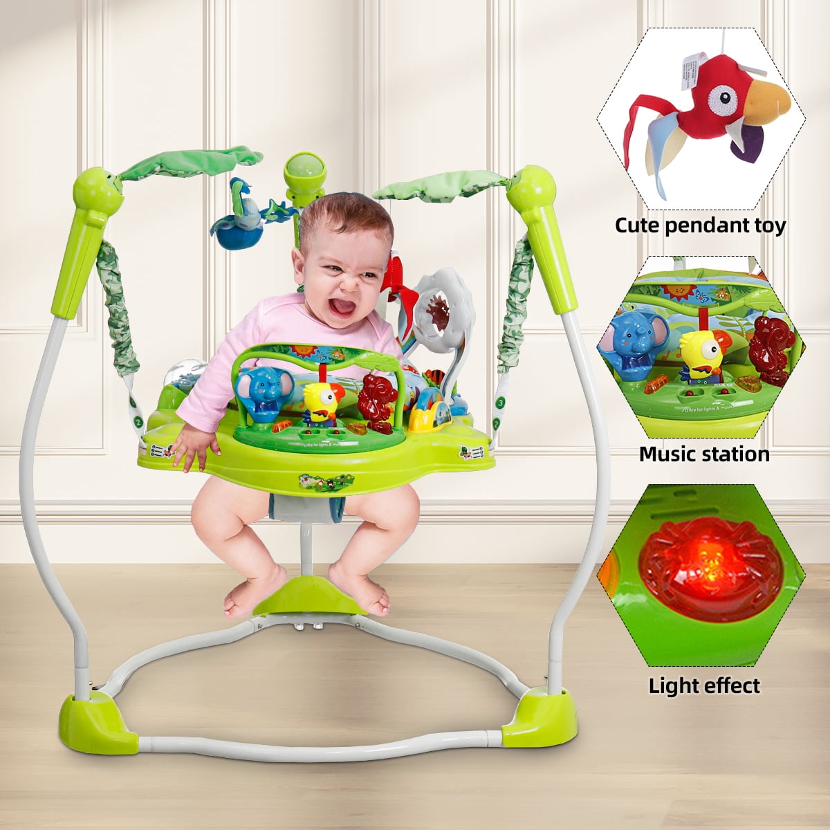 Baby Activity Jumper Zoo Discovery Jumper Animal Wonders Jumperoo Green Walmart Com