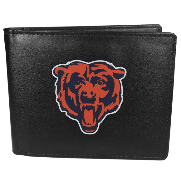 NFL Chicago Bears Unisex Siskiyou SportsLeather Bi-fold Wallet, Large Logo, Black, One Size