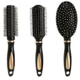 thumbnail image 1 of 3-pack (black) hair brush set - detangling brush, paddle brush, 1 of 5