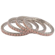 Efulgenz Boho Oxidized Indian Bangle Set Peach Color Traditional Jewelry Kundan Bangle Crystal Bracelet Bridal Jewelry Indian Wedding Jewelry for Women (4 Pcs) Size 2.4
