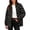 Black, variant on SBYOJLPB Women's Polka Dot Coat Stand Collar Zip Up Jacket with Pockets