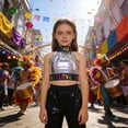 thumbnail image 4 of MuXiKeJi Clothes Girls Glitter Letter Off Shoulder Crop Top Sleeveless Performance Shirt For Dance Party Stage Wear, 4 of 4