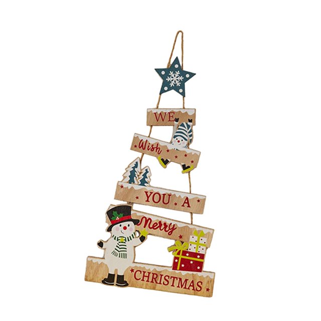 Letrero colgante de madera navideño, decoración de con temática navideña, adorno de pared para puerta de muñeco de nieve para tienda festiva al