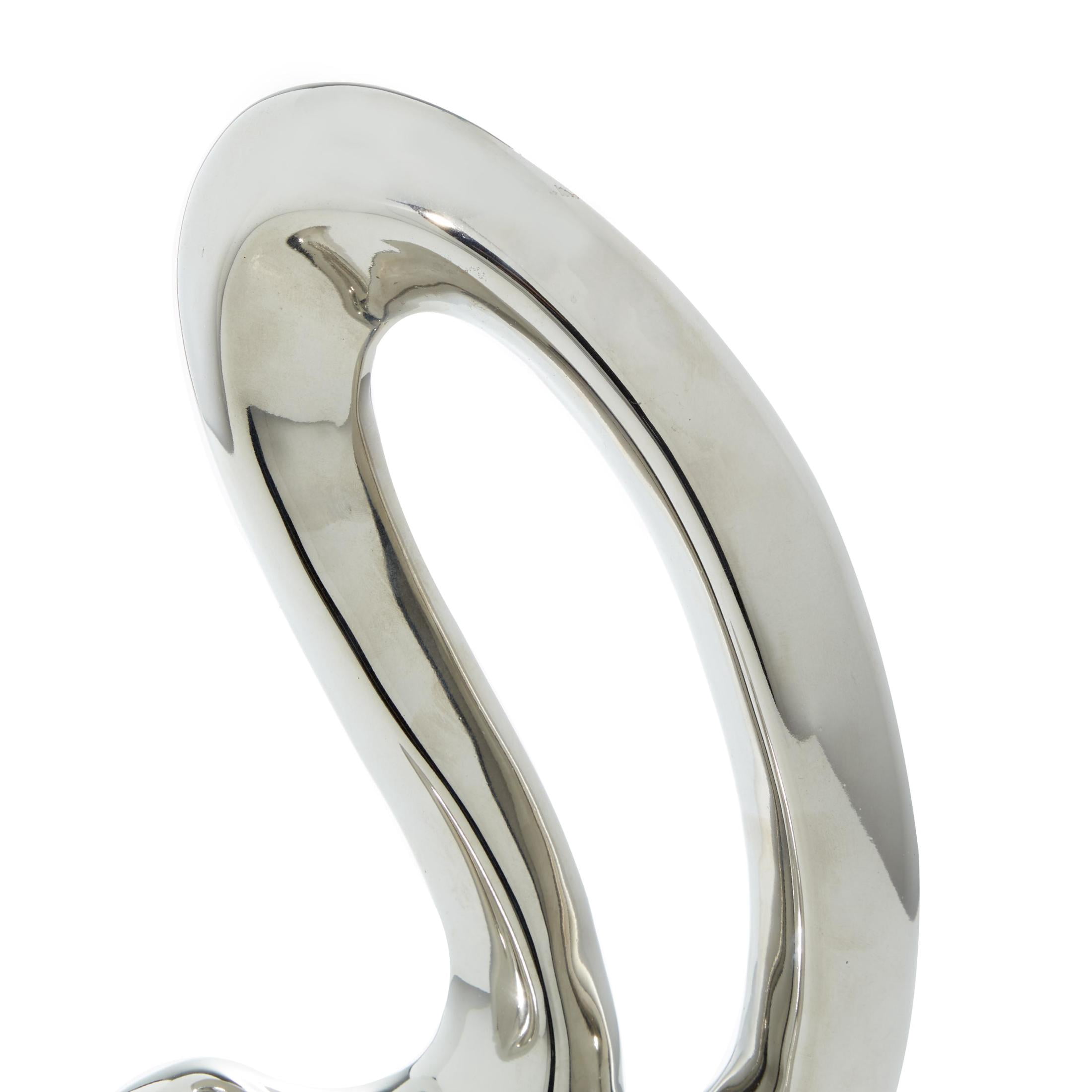 7" x 18" Silver Ceramic Swirl Abstract Sculpture with Black Base, by DecMode