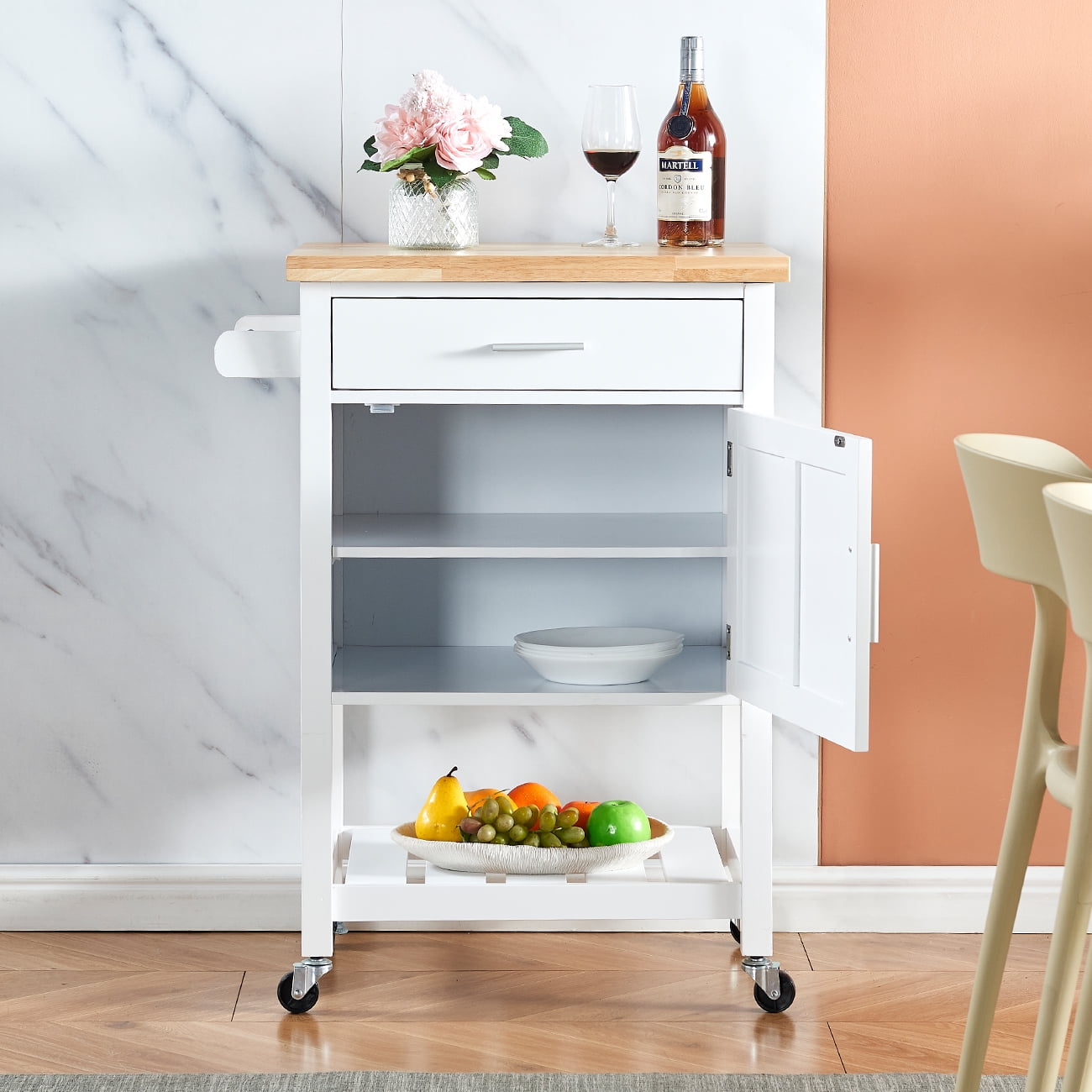 Kitchen Island on Wheels, Large Kitchen Island with Storage Drawers