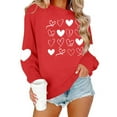 thumbnail image 4 of FAWUUDO Valentines Day Shirts Women Valentine Crewneck Sweatshirts Love Heart Sweatshirt Valentine's Long Sleeve Tops Red S, 4 of 9