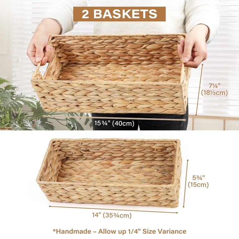 Water Hyacinth Storage Baskets, 2-Pack, Yellow photo 3