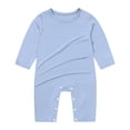 thumbnail image 2 of Newborn Baby Bodysuit for 9-12 Months Baby Long Sleeve Romper Infant Jumpsuit Soft Sleep Play Outfit for Unisex Blue, 2 of 9