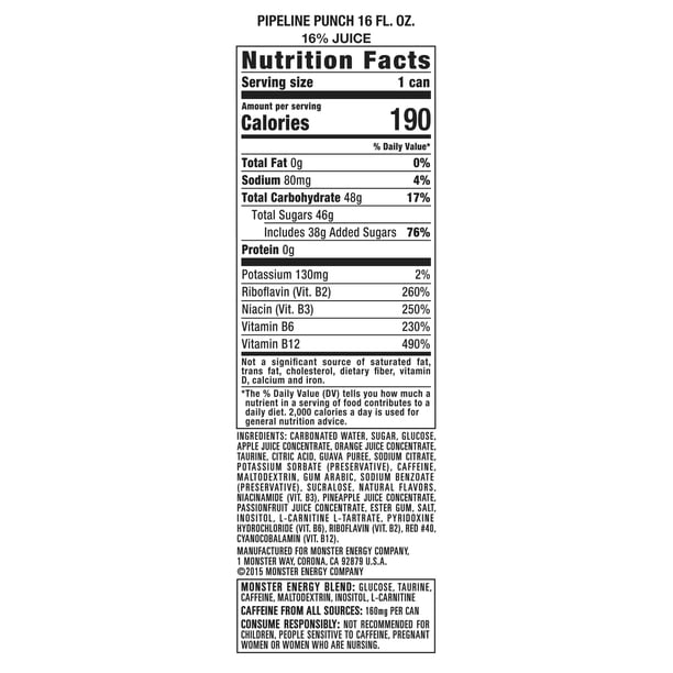 Monster Pipeline Punch 24x16oz - Walmart Business Supplies