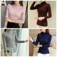 thumbnail image 3 of Women's Long Sleeve Slim Knitted Turtleneck Sweater Jumper Pullover Tops, 3 of 5