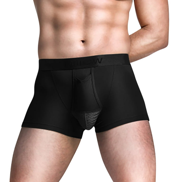 Honeeladyy Men's Summer Thin Transparent Ice Silk Boxers Soft Breathable  Men’s Breathe Underwear Bullet Separation Scrotum Physiological Underpants