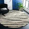 thumbnail image 2 of SAFAVIEH Venus Sophie Striped Shag Area Rug, 6'7" x 6'7" Round, Ivory/Black, 2 of 8