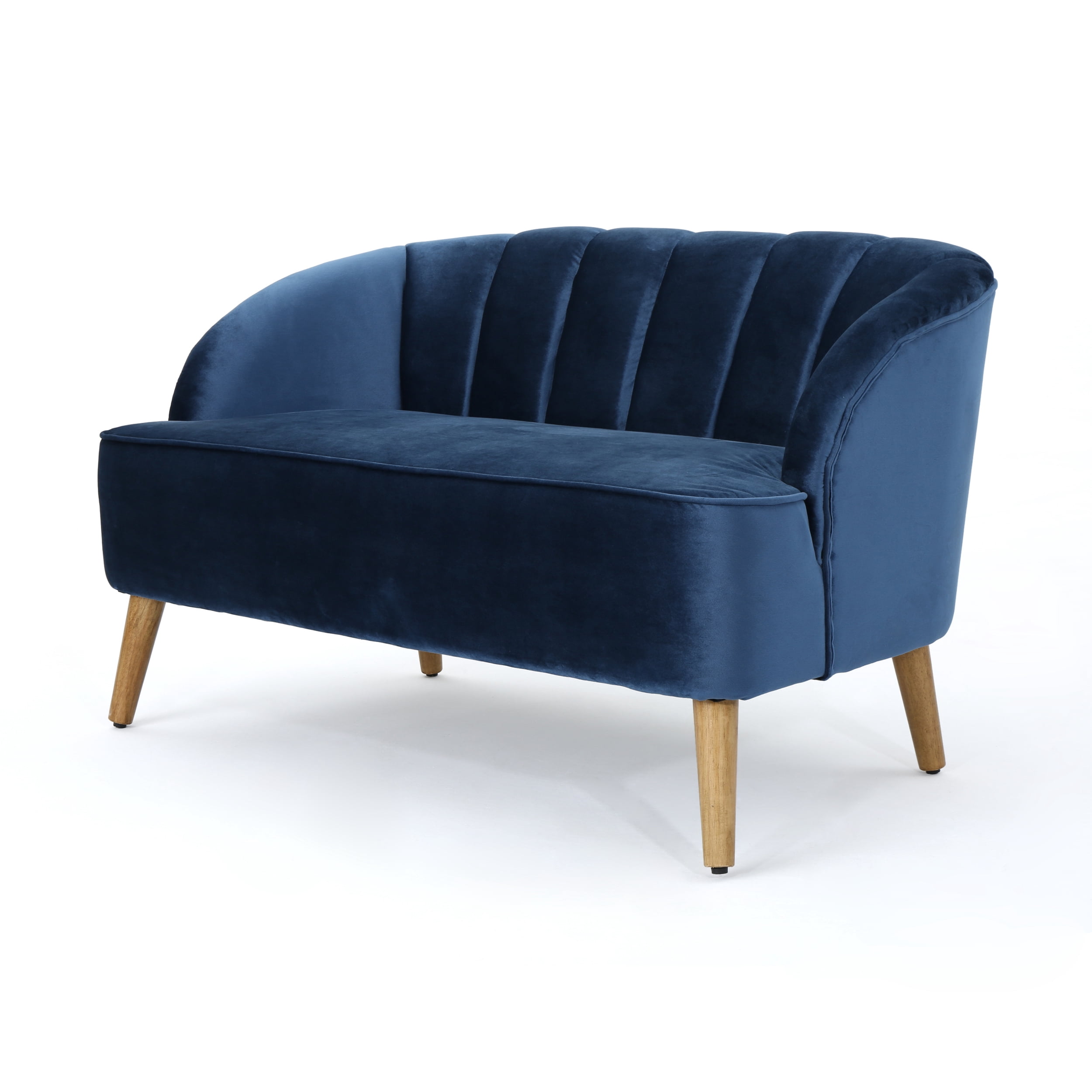 Noble House Albert Indoor Modern Upholstered Velvet Loveseat, Cobalt