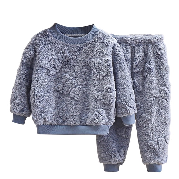 Fesfesfes Boys 4T Outfits Toddler Suits Kids Winter Boys And Girls Solid Color Tops Pants Sets Long Sleeved Home Wear Clothes Suit