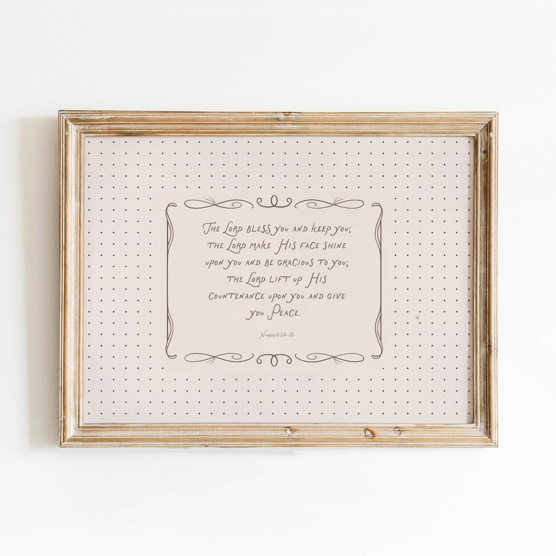 Christian Blessing Polka Dot Wall Art Print Neutral Nursery Decor
