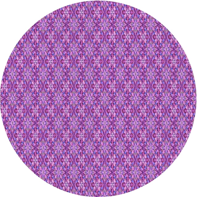 Ahgly Company Machine Washable Indoor Round Transitional Heliotrope Purple Area Rugs, 3' Round