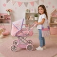 thumbnail image 7 of Dolls To Play Baby Doll Convertible Pram Stroller with Removable Bassinet Carrier, Adjustable Handle, Canopy & Storage Basket, Purple, 25 Inch, 7 of 7