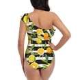 thumbnail image 5 of Gaeub Orange and Lemon Women's One Shoulder Ruffle Tummy Control Swimwear for Swimming Surfing Beach Party - Medium, 5 of 8