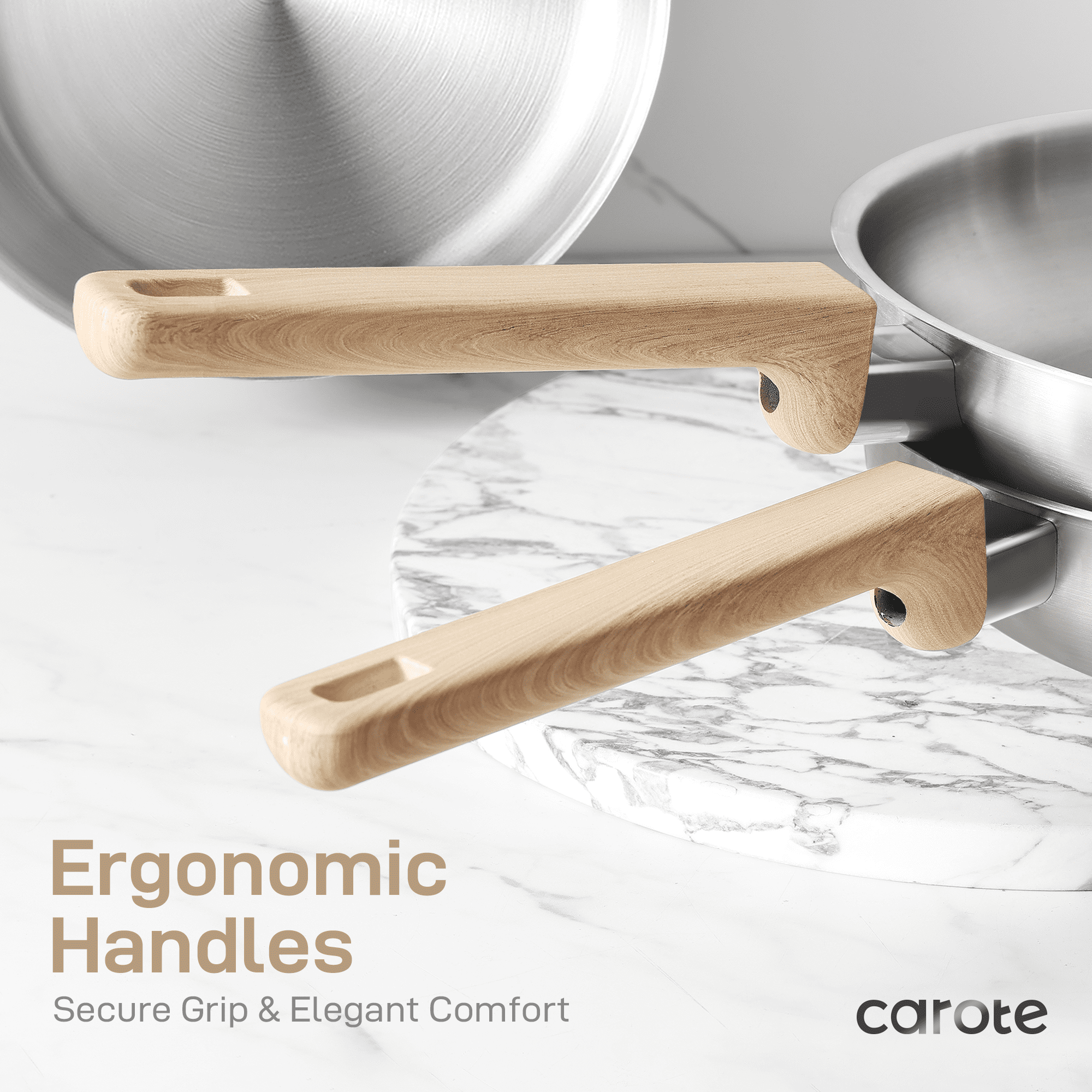 Carote 7-Piece Stainless Steel Cookware Set, Induction Pots and Pans for Home, RV, and Camping
