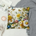 thumbnail image 2 of Nawypu Spring Floral Pillow Cover - with Butterflies and Bees, Watercolor Yellow and White Flowers, Decorative Cushion Case for Home and Living Room Decor, 2 of 5