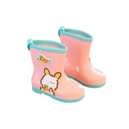 

Colisha Kids Rubber Boots Cotton Lining Waterproof Booties Wide Calf Rain Boot Walking Breathable Garden Shoes Cartoon Mid-Calf Bootie Pink 12C