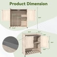 thumbnail image 5 of YODOLLA Potting Bench, Wooden Outdoor Storage Cabinet with Adjustable Shelf, Patio Storage with Metal Tabletop, Potting Table for Garden, Patio and Lawns, Beige, 5 of 9