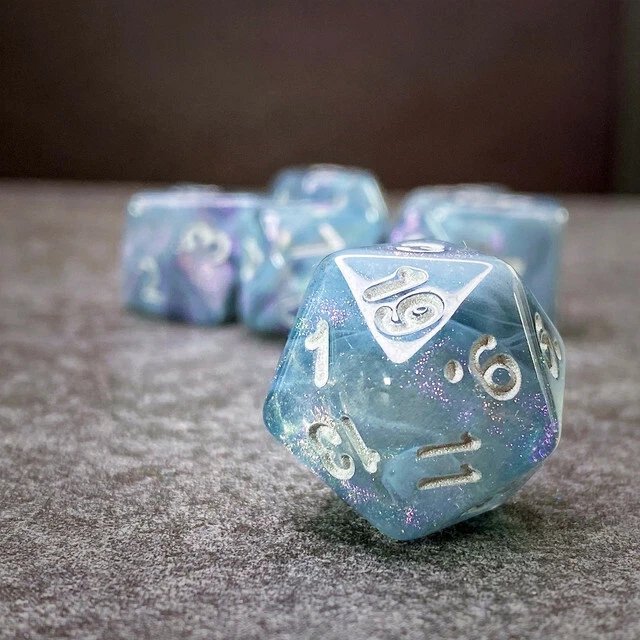Sage'S Shards -Grey/Transparent Glitter Polyhedral Dice Set Dnd Dungeons Dragons