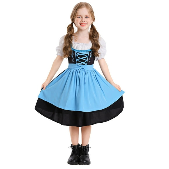 Ketyyh-chn99 Toddler Baby Girl Outfits Girls 1PC Dress+1PC Apron Children Halloween& Festival Dress Body Stage for 10-12 Years,Blue