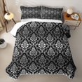 thumbnail image 2 of jejeloiu Moody Damask Twin Quilt Set,High Contrast Print Twin Coverlet Set For Adults,Black Gray,2 Pieces, 2 of 7