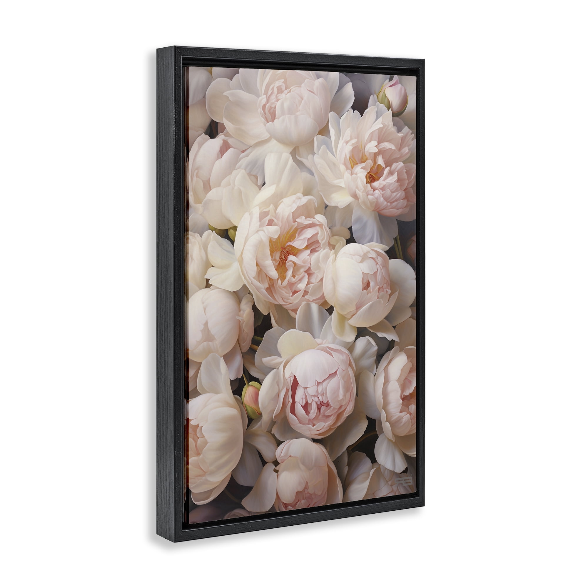 Stupell Industries Blooming Pink Peonies Botanical & Floral Painting Black Floater Framed Art Print Wall Art, 17 x 25