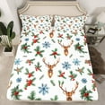 thumbnail image 2 of Feelyou Cartoon Reindeer Child Bed Sheets, Jungle Leaf Botanical King Sheets, Christmas Snowflake Print Sheet Set, Super Cozy Room Decor, 4 Pieces, 2 of 7