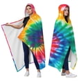 thumbnail image 2 of Wearable Blanket,Colorful Tie Dye Pattern Hooded Wearable Flannel Blanket for Adults & Teens,Winter Poncho Shawl Wrap Cape Cozy Anti-Pill,50"x60", 2 of 5