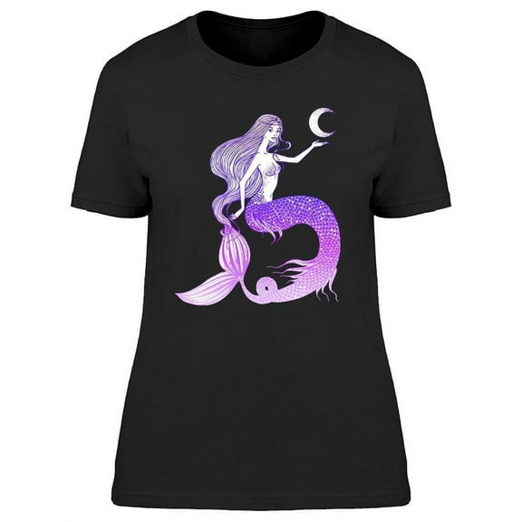 Beautiful Mermaid With The Moon T-Shirt Women -Image by Shutterstock, Female Large