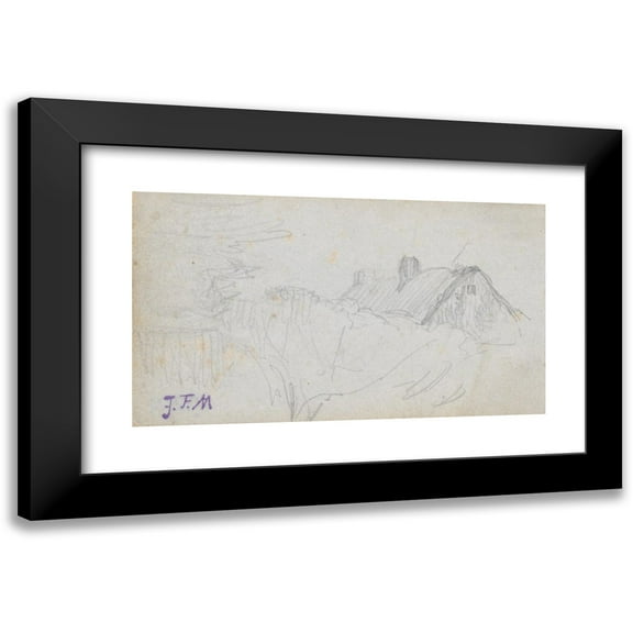 Jean-François Millet 14x10 Black Modern Framed Museum Art Print Titled - Cottage Near Vichy (ca. 1866-68)